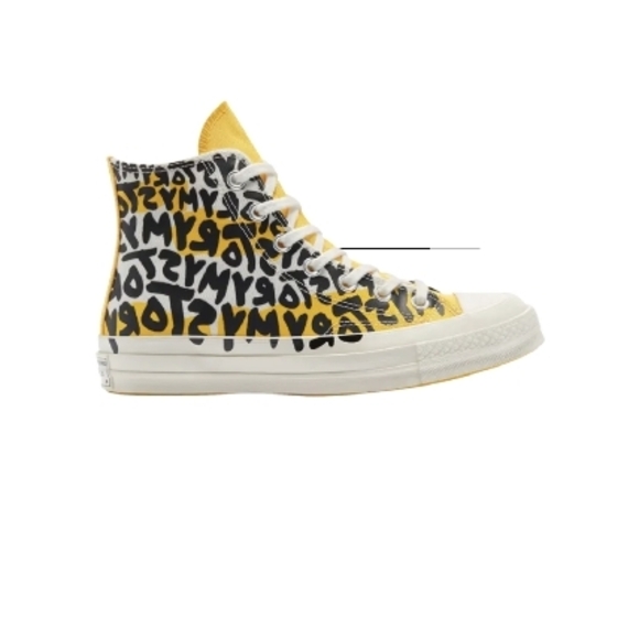 Converse Yellow and Black High-Top Sneakers - Picture 3 of 10